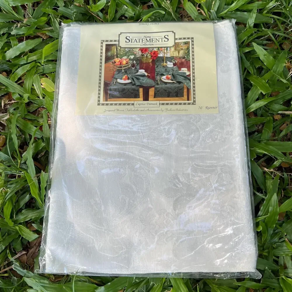 Caprice Damask Table Runner 70” Jacquard Woven Cotton New